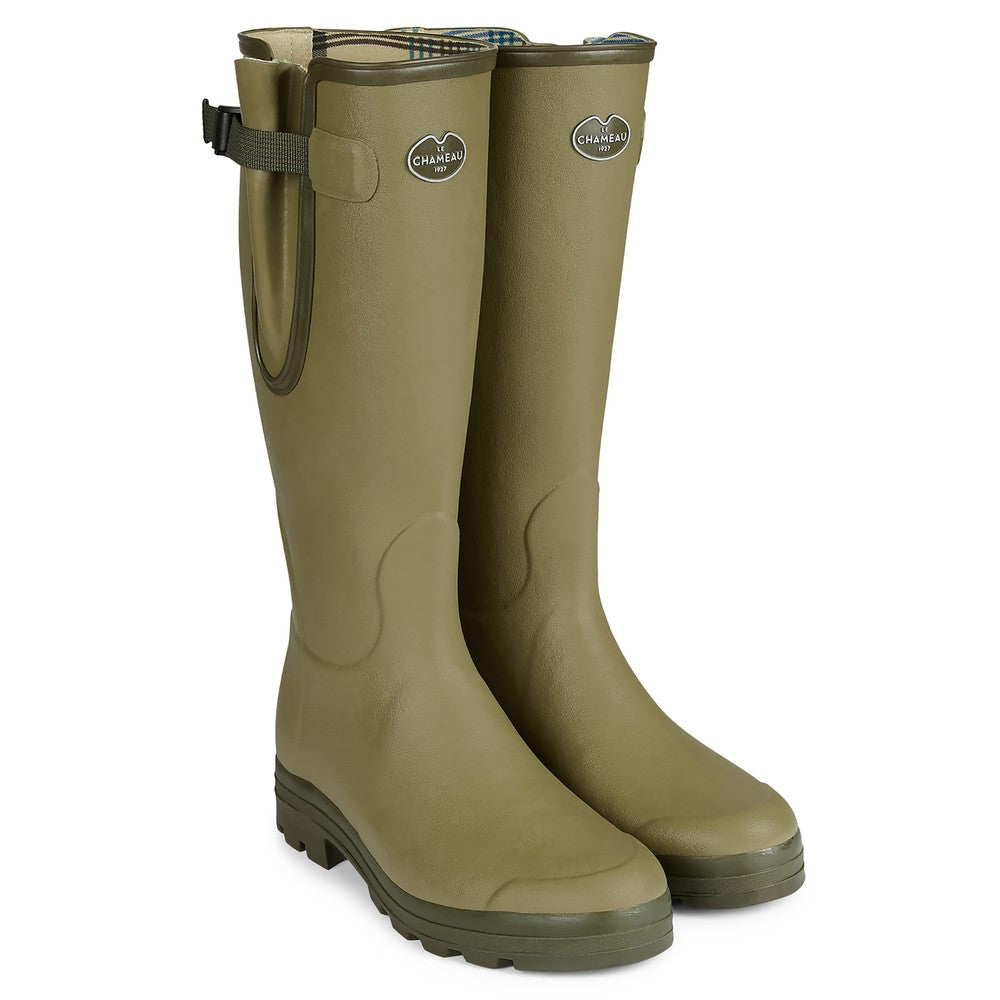 LE CHAMEAU MEN'S VIERZON JERSEY LINED WELLINGTON BOOTS VERT