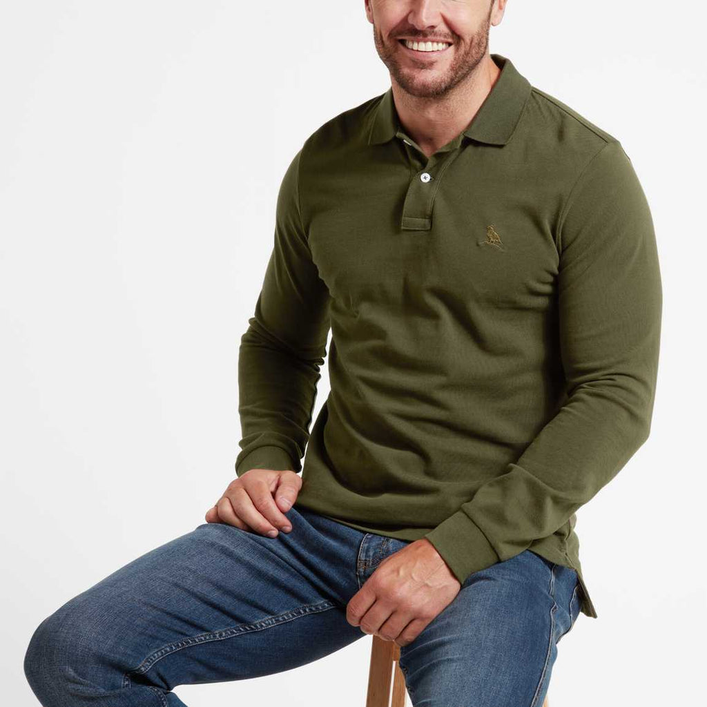 ST IVES LONG SLEEVE POLO SHIRT FOREST